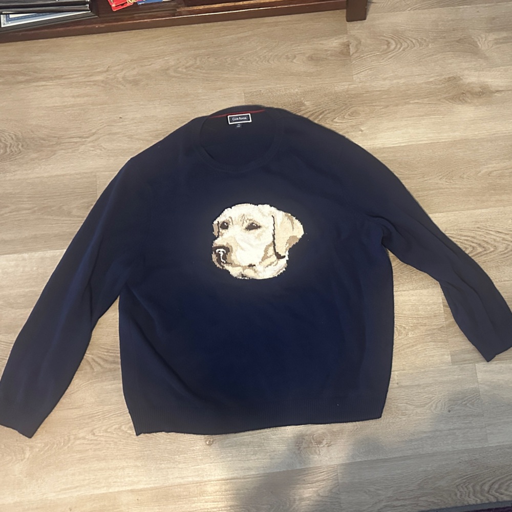 Club Room Navy Sweater with Dog Design
